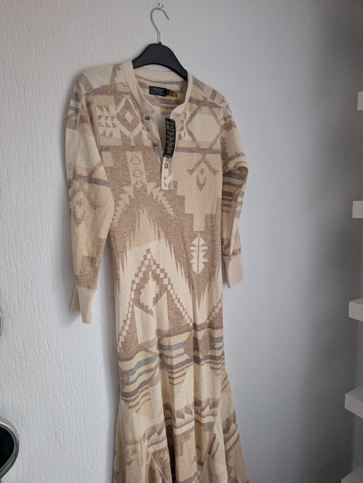 New Stunning Polo Ralph Lauren Southwestern Henley Printed Maxi Dress UK S Maxi