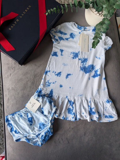 New Ralph Lauren Baby Girls Tie Dye 18m Dress Ruffle Spring Summer + Bloomers