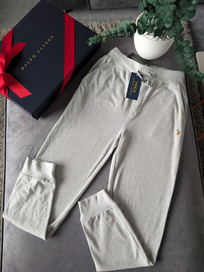 New Kids Grey Unisex Ralph Lauren Logo Jogging Bottoms In Heather Age 8 RRP £64