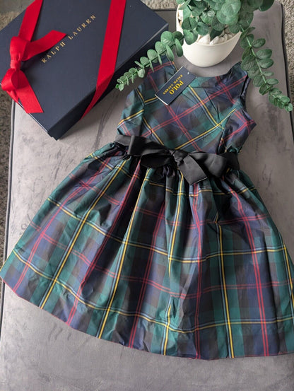 New Ralph Lauren Girls Tartan Plaid Pretty Green Vincenza Dress Gift 6y Rrp £125