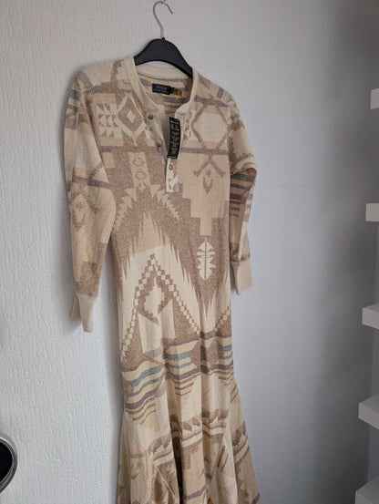 New Stunning Polo Ralph Lauren Southwestern Henley Printed Maxi Dress UK S Maxi