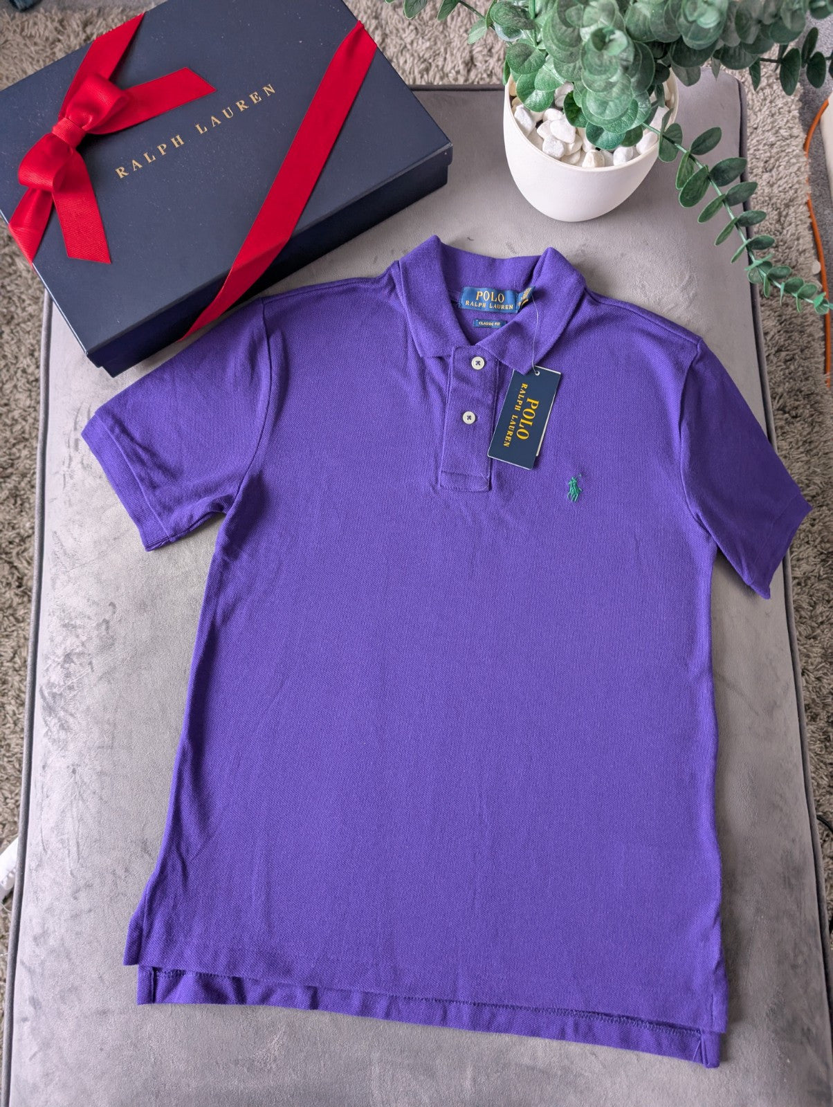 New Ralph Lauren Plain Smart Purple  Short Sleeve Polo Gift Occasion 10y Boys