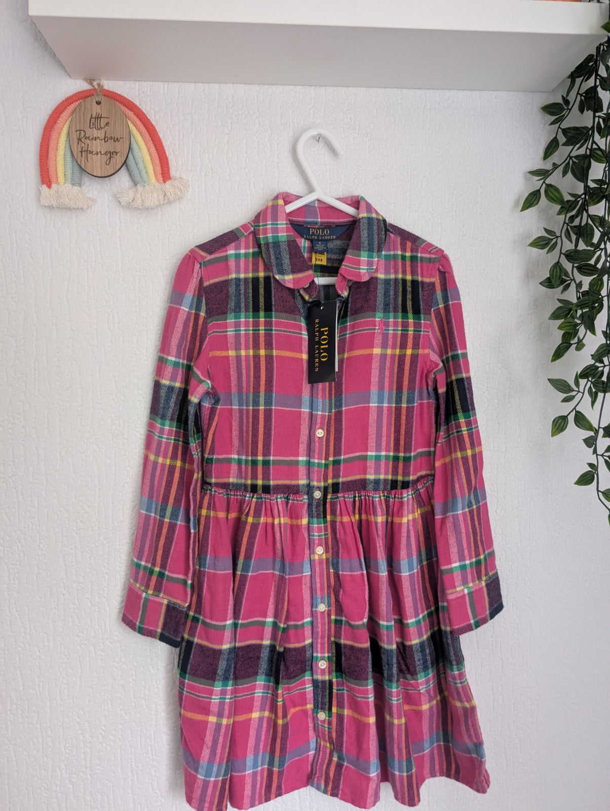 New Stunning Ralph Lauren Girls Tartan Plaid Flannel L Sleeve Dress 6 Yrs Pink