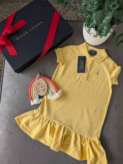 new polo Ralph Lauren yellow polo smart Dress Age 2 years occasion gift pretty