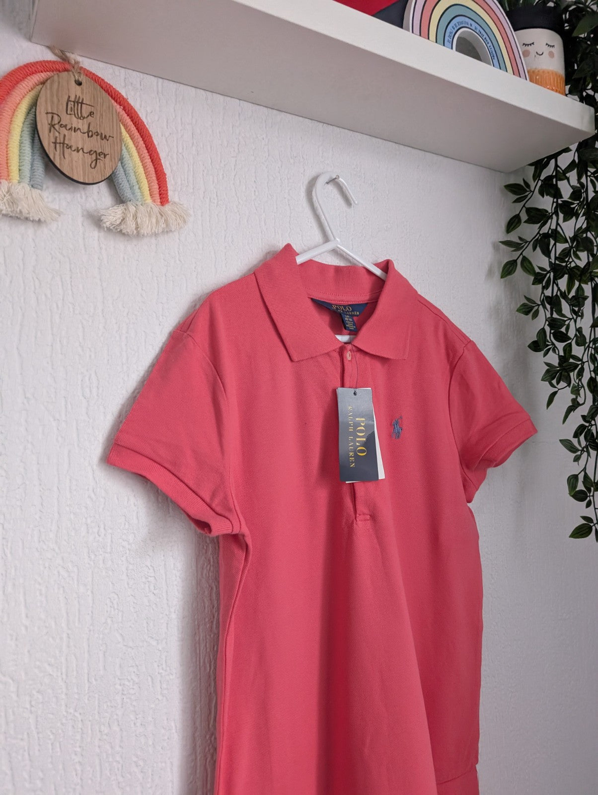 New Ralph Lauren Polo Tennis Dress Coral Smart Basic Embroidery Pony 12y Summer