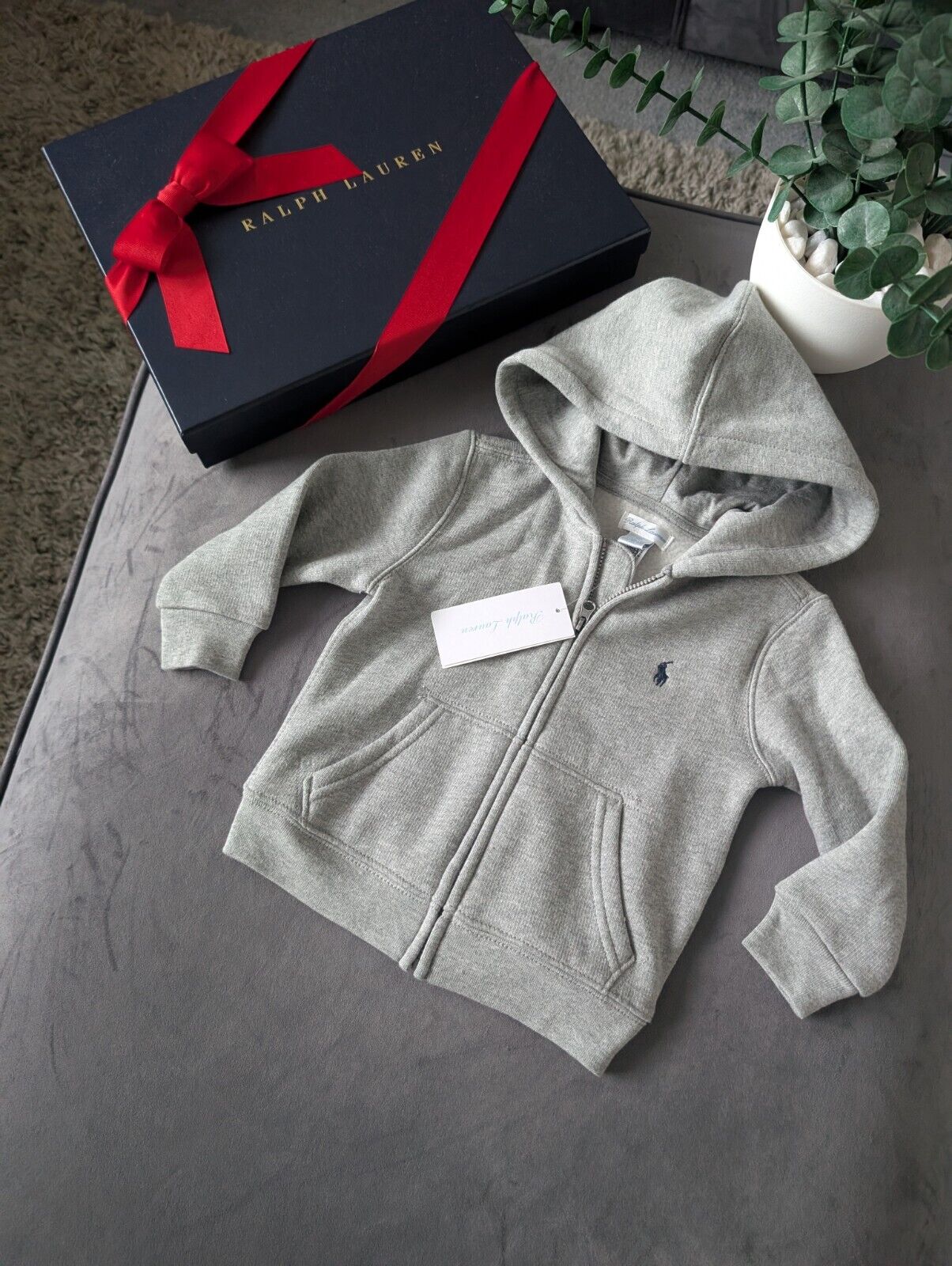 New Boys ralph lauren zip up hoodie Grey Full Zip Jacket Gift Smart 12-18m