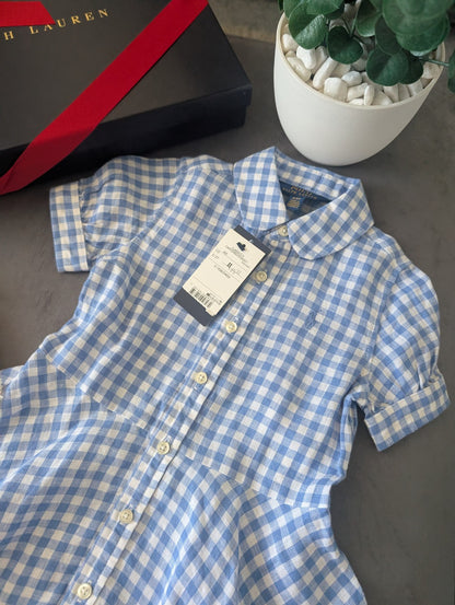 New Ralph Lauren Girls Gingham Navy White Check Dress Occasion Gift 2-3yr Pretty