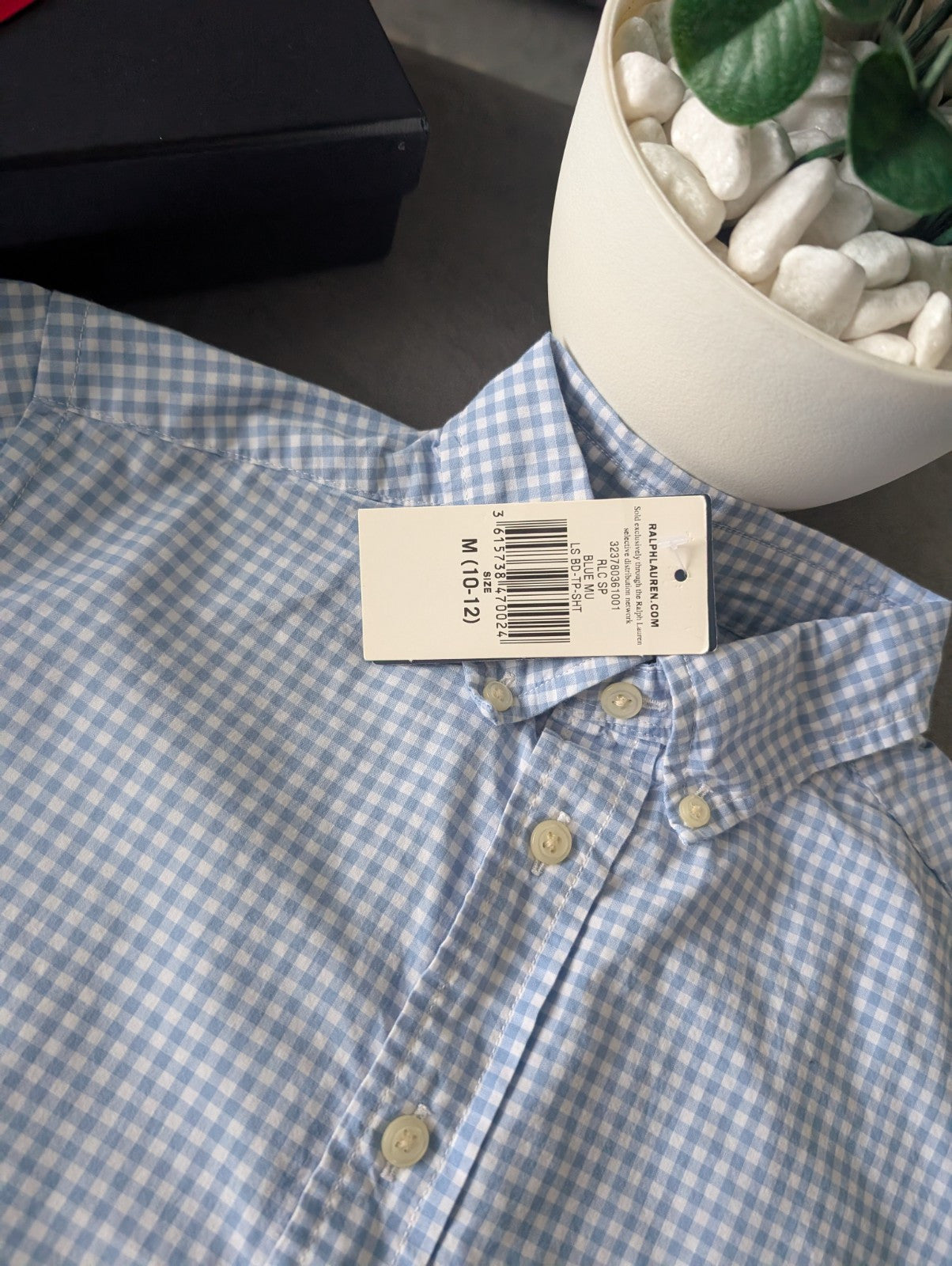 New Ralph Lauren Blue White Check Boys Shirt Smart Occasion Age 10-12 Yrs Gift