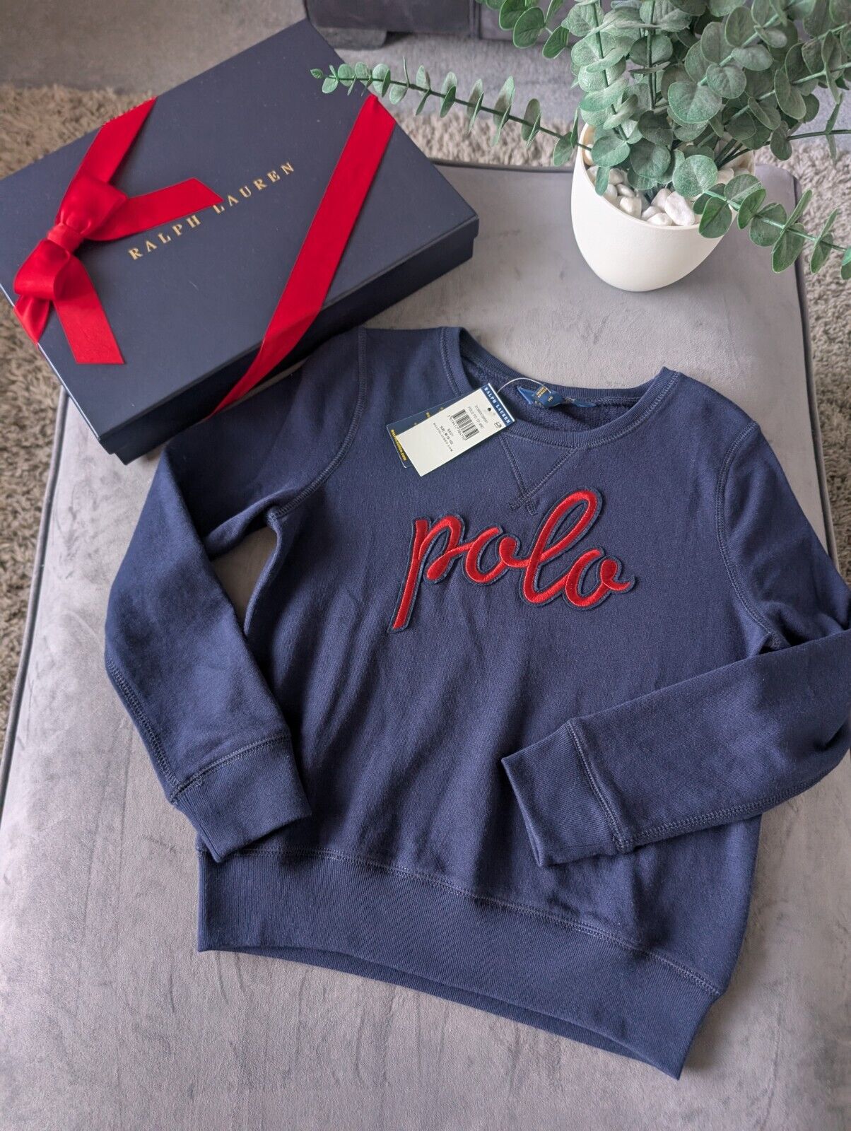 New Gorgeous Ralph Lauren Polo Embroidery Navy Red Girls Jumper Gift Age 8-10yr