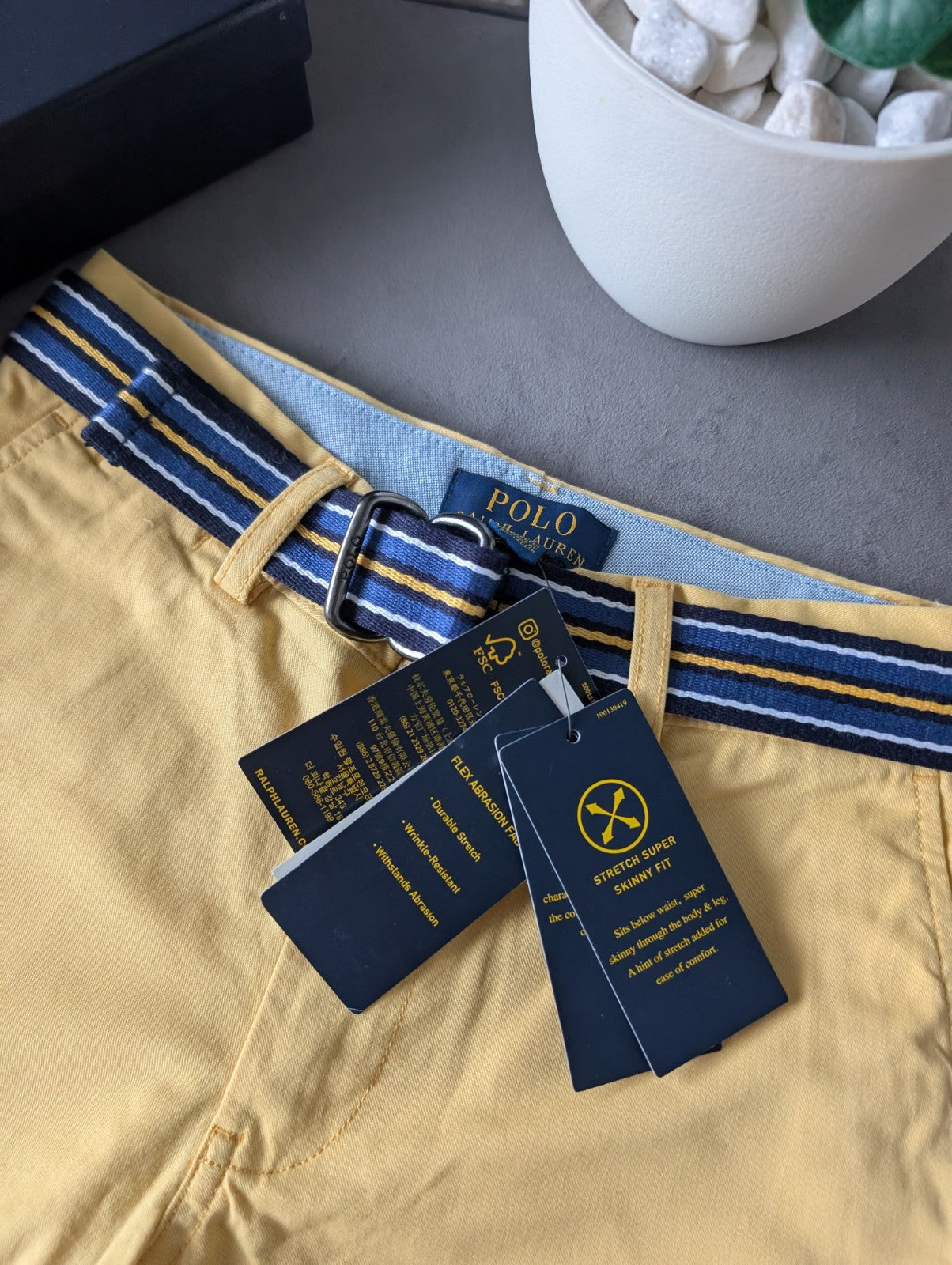 New Ralph Lauren Boys Yellow Chino Shorts + Belt Smart Gift 10y Casual Summer