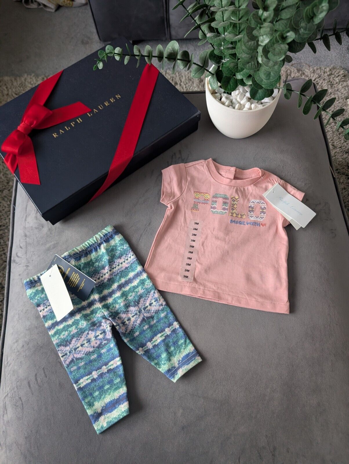 New Ralph Lauren Girls Pink Top And Legging Set Floral Gift Cute 0-3m Everyday