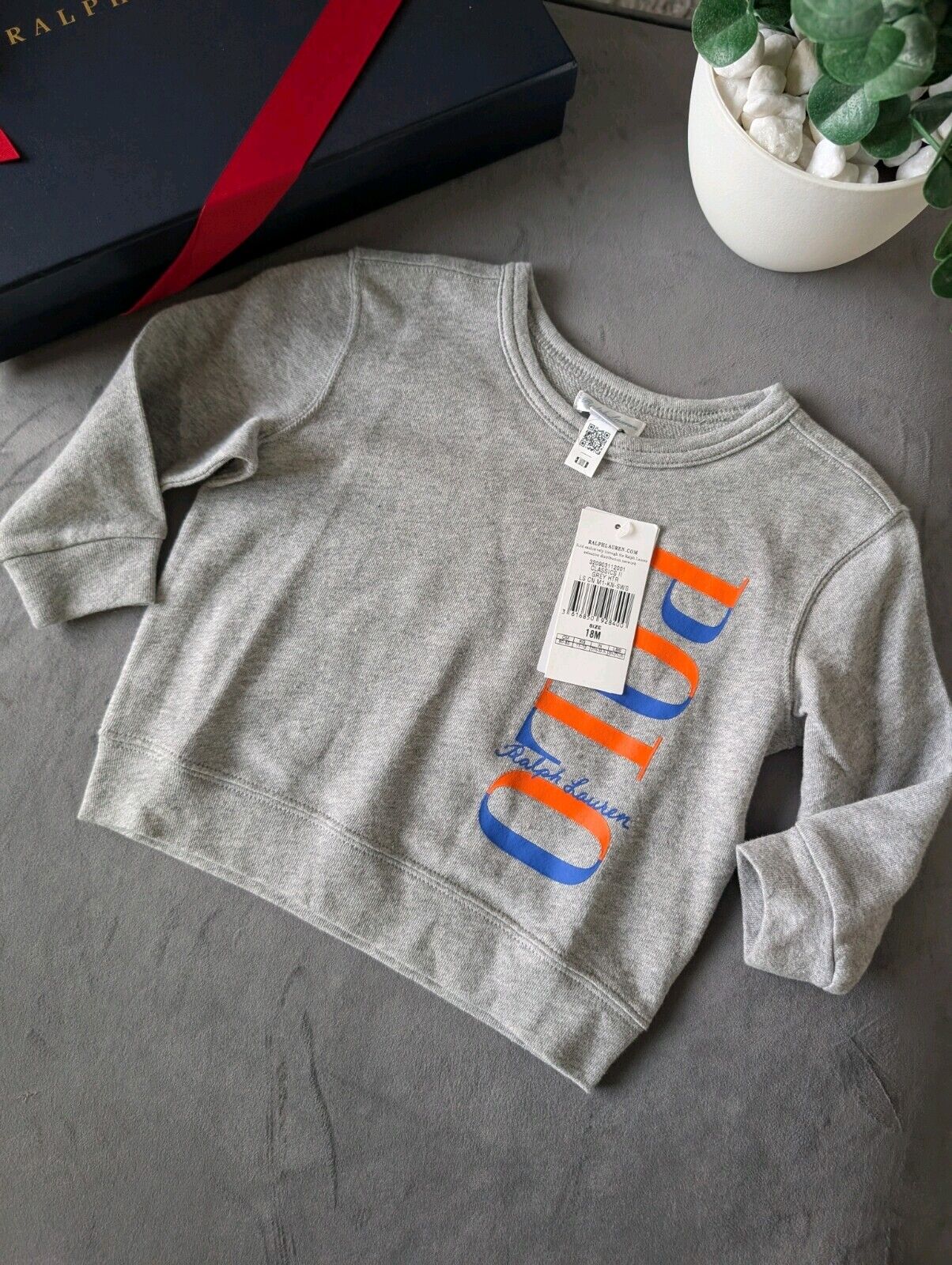 New Polo Ralph Lauren Toddler Crewneck Sweatshirt Sz 18m Grey Fleece NEW Gift