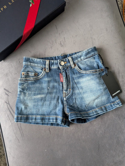 New girls dquared2 denim designer shorts age 8 rrp £118 smart casual summer gift