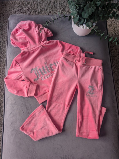 New Stunning Girls Velour Juicy Tracksuit Pink Age 3-4 years Rrp £90 Silver