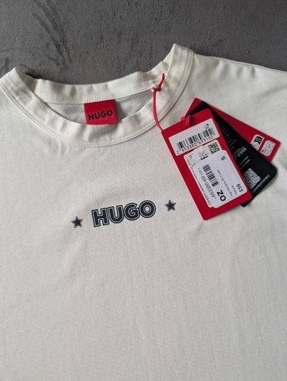 New Hugo Women’s T Shirt Damacia Size S Off White Ivory Casual Designer Gift