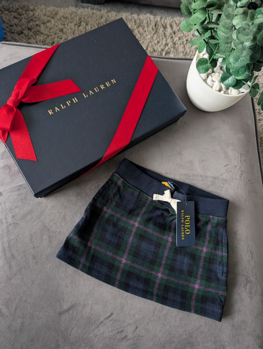 New Ralph Lauren Girls Tartan Green Skirt Plaid Cute Gift Age 2 Checked