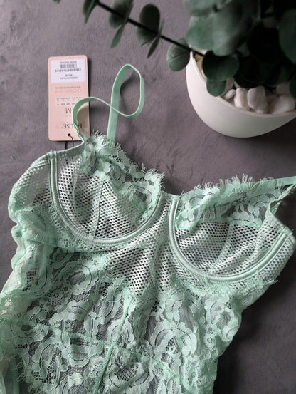 House of CB Nadia Mint Green Bodysuit Uk M BNWT’s Sexy Lace Cute Gift