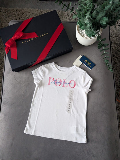 New Ralph Lauren Girls Ivory Pony Paint love Pony Logo Top T Shirt Gift 3 yrs