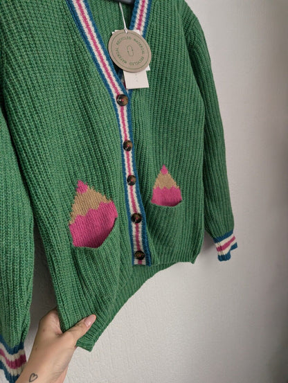 New stunning Stella McCartney green pencils cardigan school age 12 adult XS / S