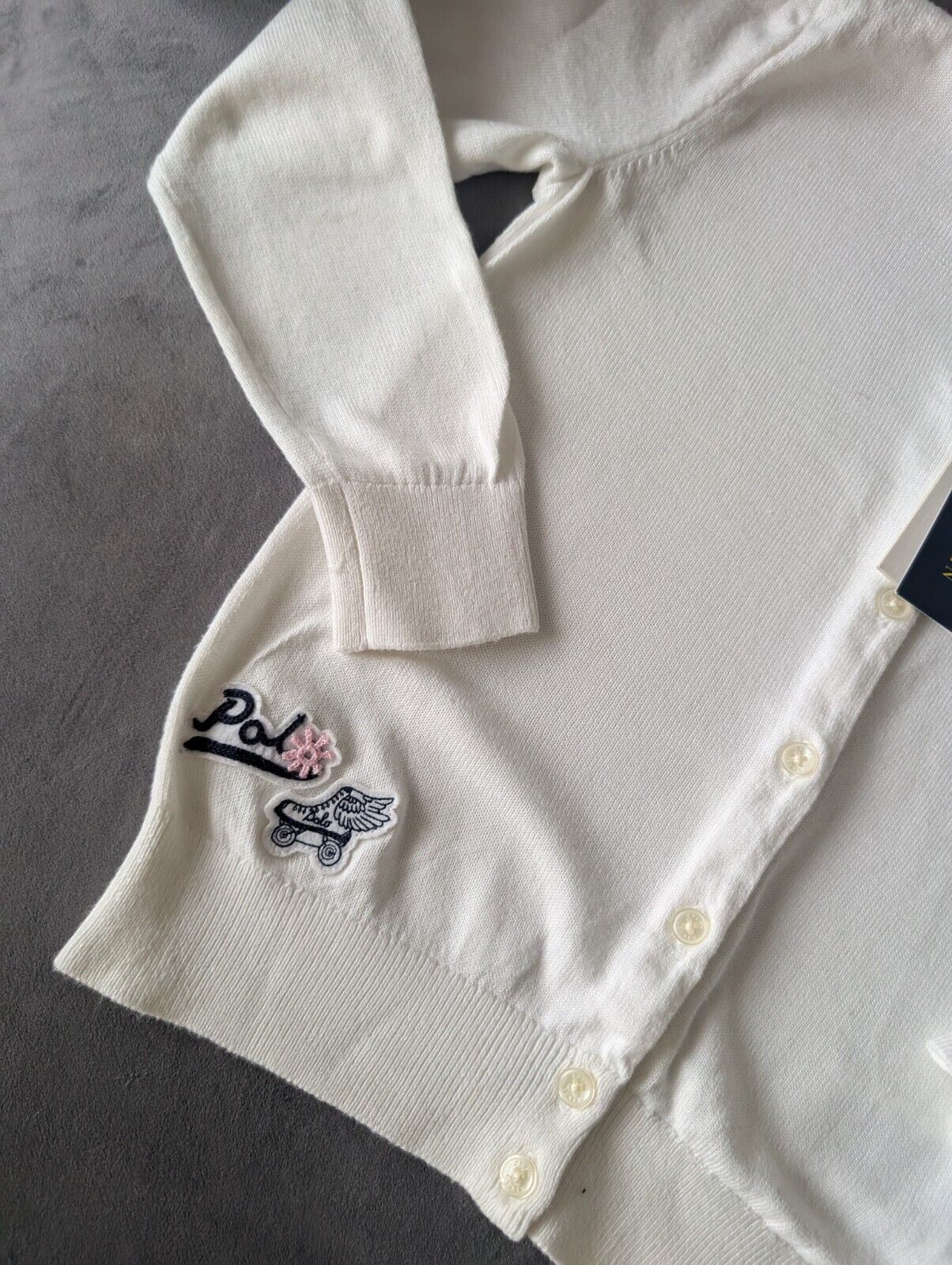 New Ralph Lauren Girls Knitted Cardigan 5 Years BNWT Cream Ivory Embroidery Gift