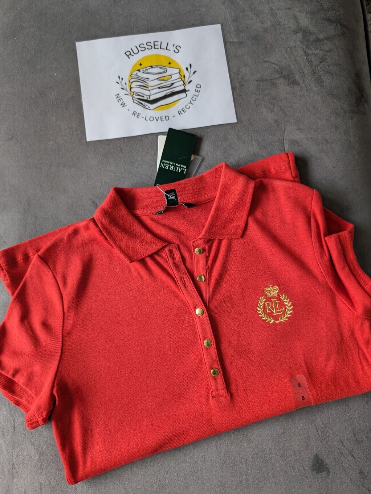 New Women’s Lauren Ralph Lauren Polo Shirt Top RRL Red - Size Small Smart Casual