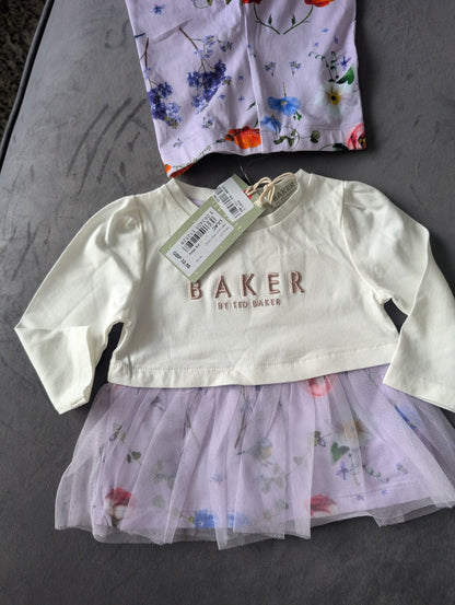 New Ted Baker Baby Girl Legging Top Outfit Set Gift Frill 3-6m Floral Pretty