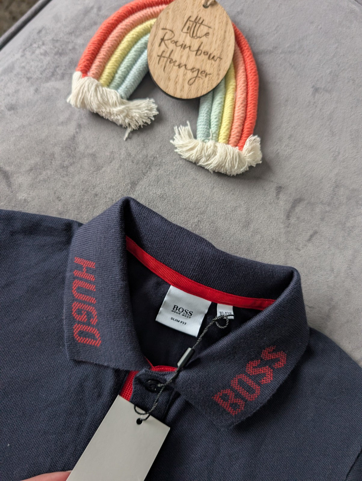 New Hugo boss boys long sleeve polo shirt top t shirt Navy gift Smart 8-10yrs