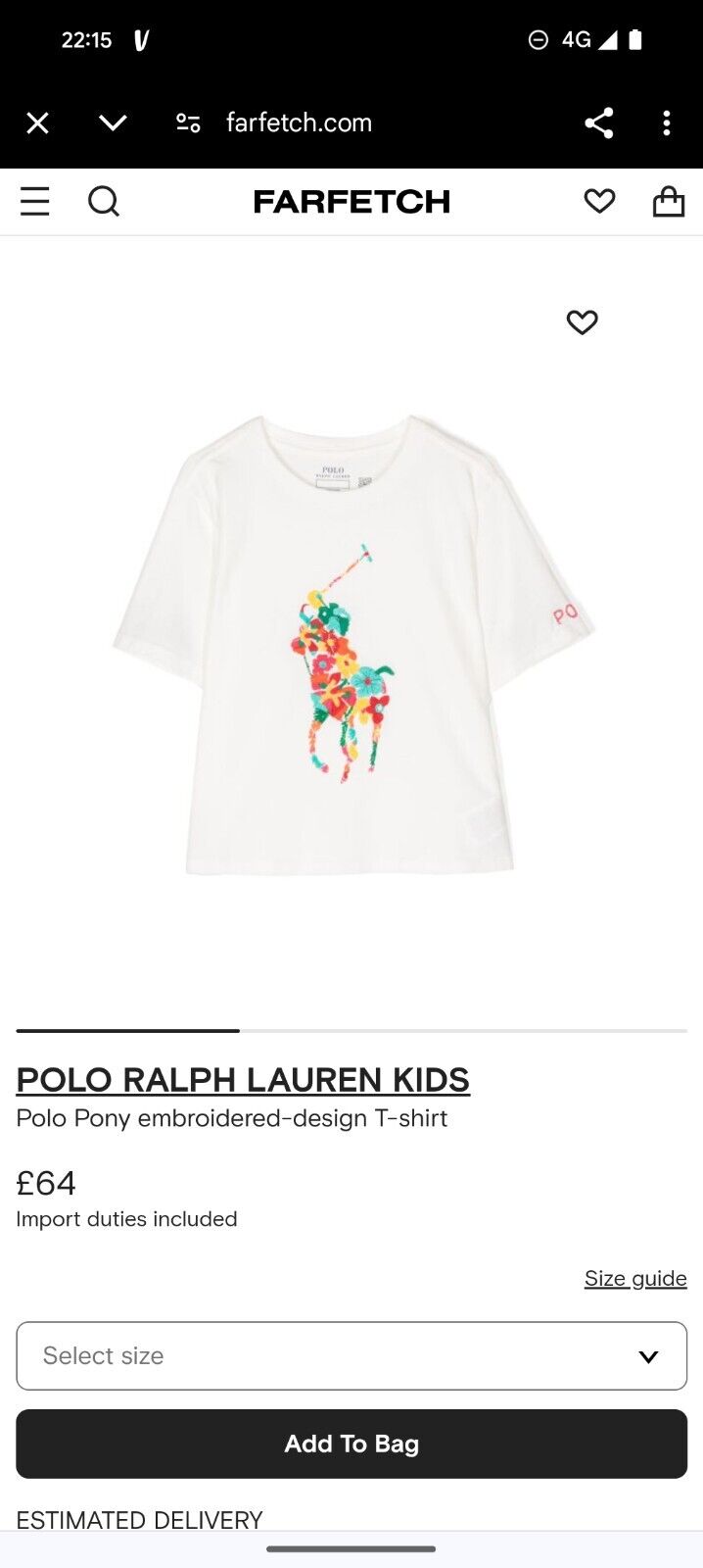 New Ralph Lauren Girls Ivory Embroidery Floral Pony Logo Top T Shirt Gift 6Xyrs