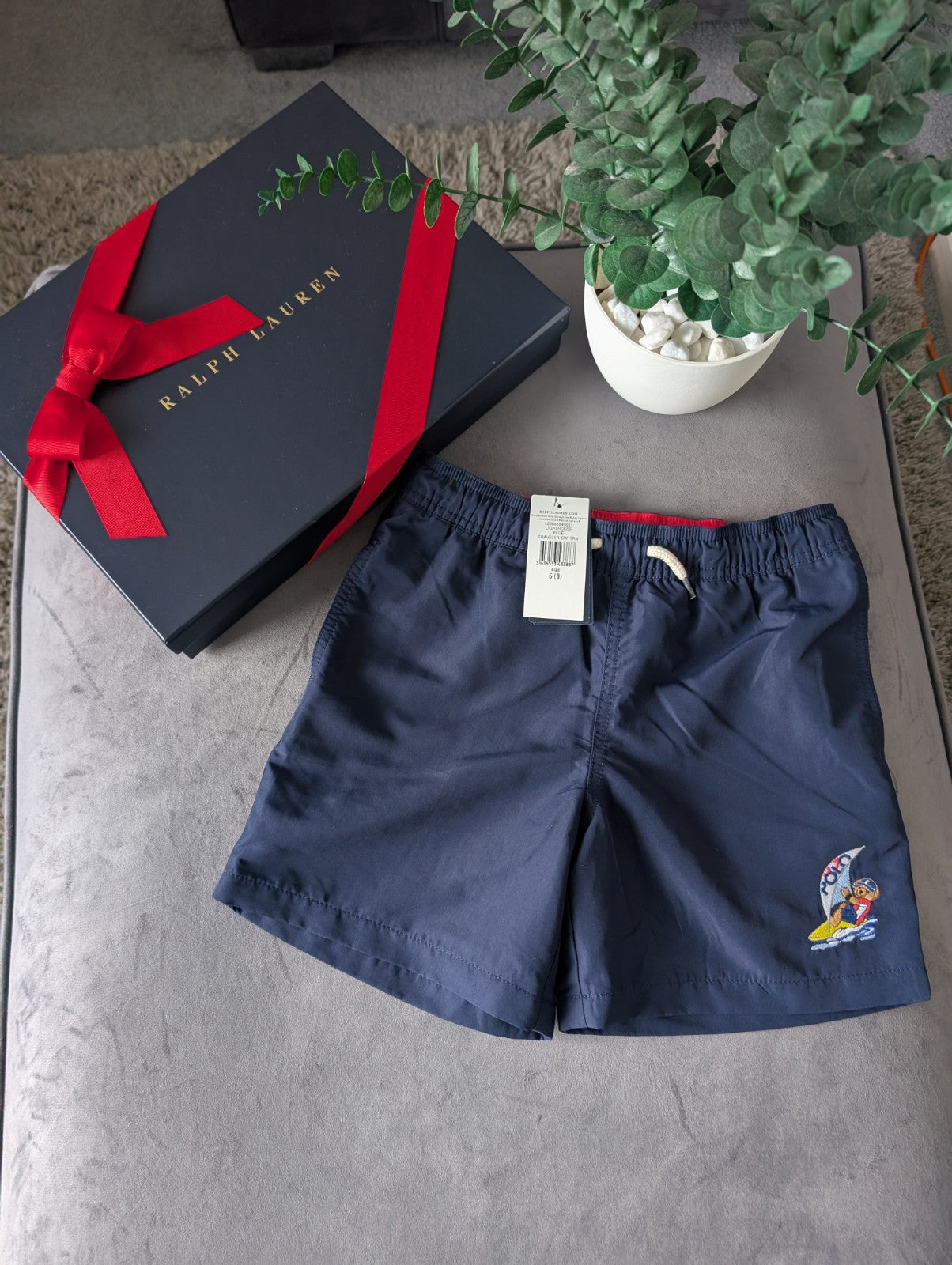 New Ralph Lauren Boys Swimming shorts Bear Surf Design Age 7-8yrs Summer Holiday