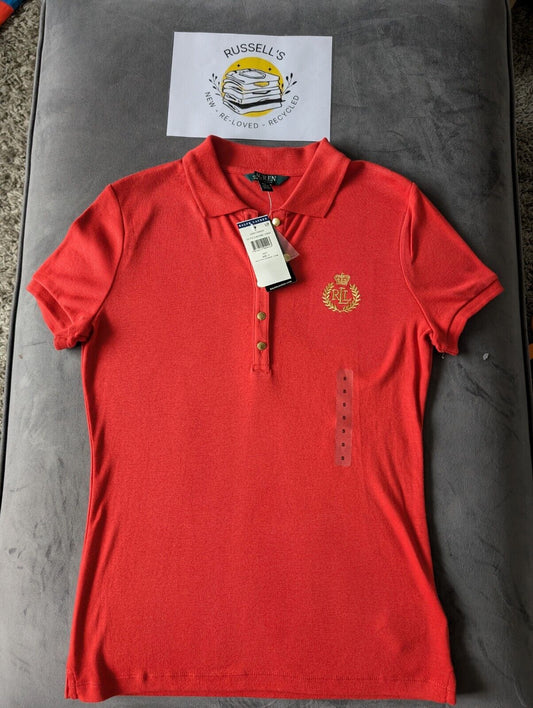 New Women’s Lauren Ralph Lauren Polo Shirt Top RRL Red - Size Small Smart Casual