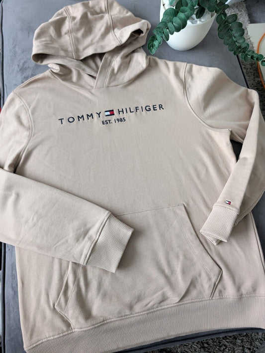 Worn Once Boys Tommy Hilfiger Sand Beige Smart Hoodie Age 16 Smart Embroidery