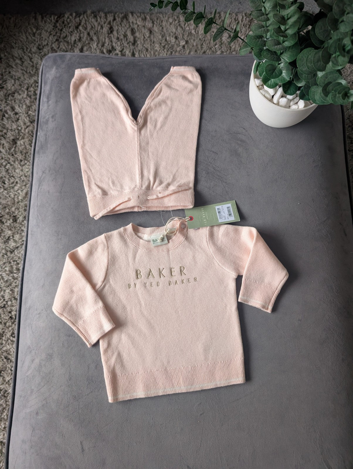 New Ted Baker Baby Girl Legging Top Outfit Set Gift Frill 3-6m Pink Knit Cute