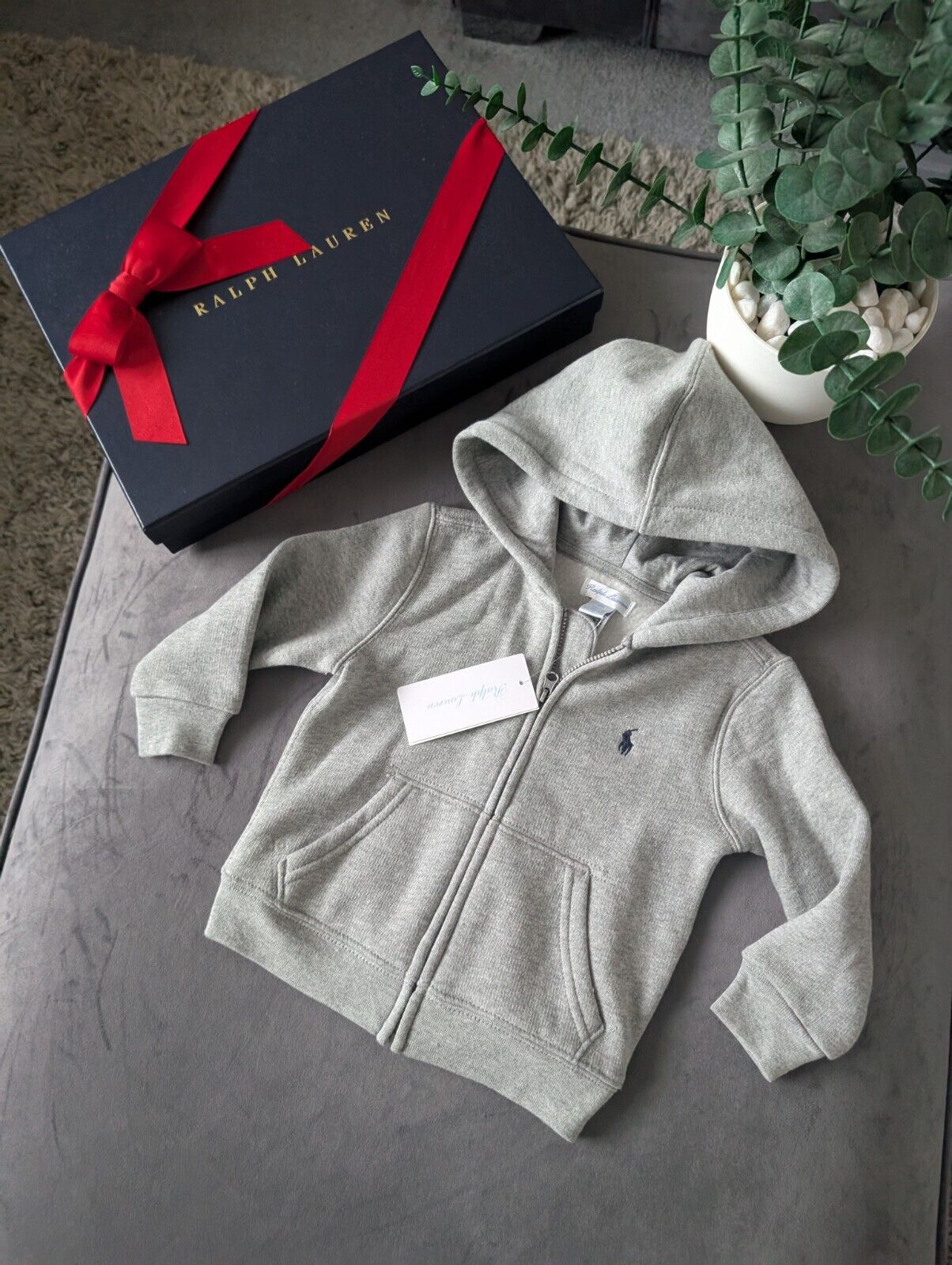 New Boys ralph lauren zip up hoodie Grey Full Zip Jacket Gift Smart 12-18m