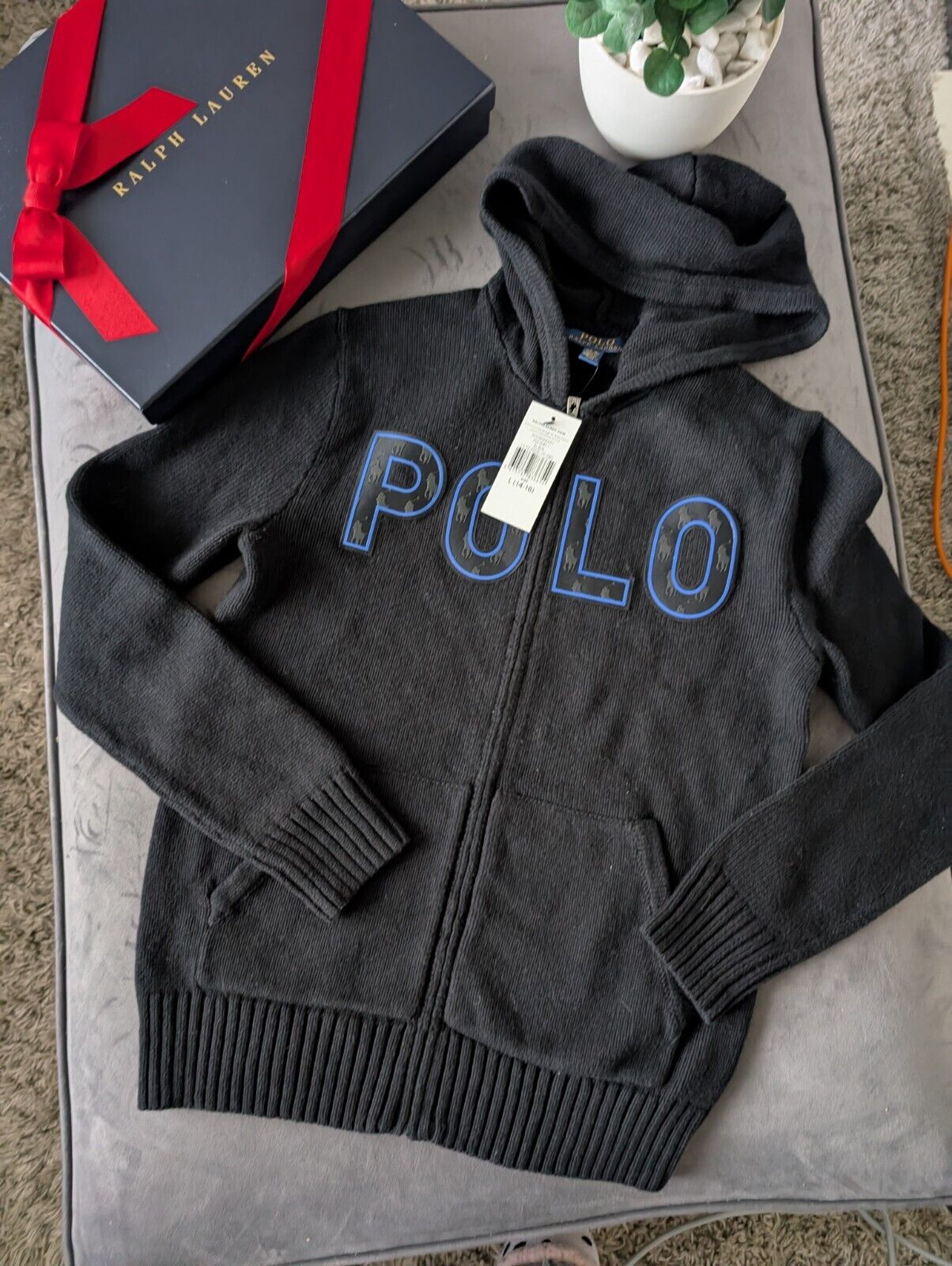 New Ralph Lauren boys big pony full zip knit jacket Embroidery  winter 14-16Y