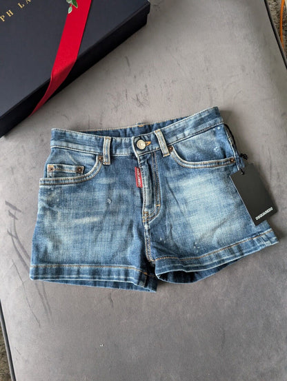 New girls dquared2 denim designer shorts age 8 rrp £118 smart casual summer gift