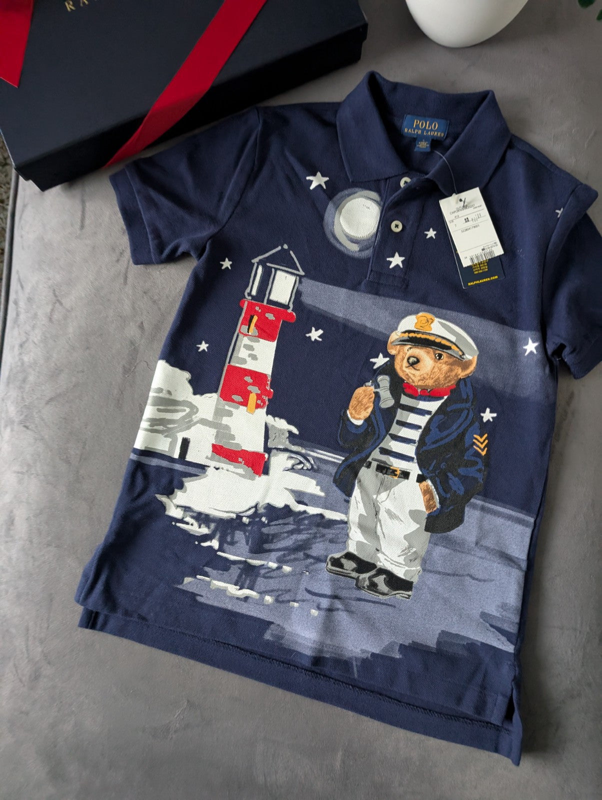 New Rare Gorgeous Special Edition Ralph Lauren Sailor Bear Polo Shirt Age 7 Gift