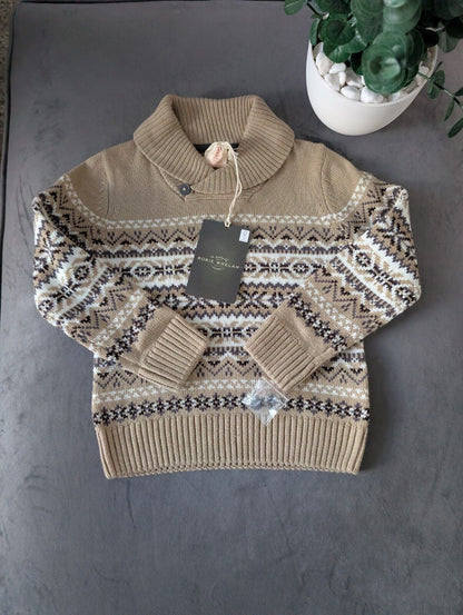 New Stunning Rorie Whelan Beige Brown Aztec Knit Jumper 2-3y Gift Kids Fair Isle