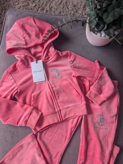 New Stunning Girls Velour Juicy Tracksuit Pink Age 3-4 years Rrp £90 Silver