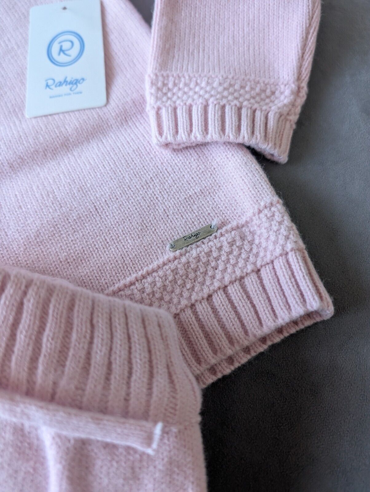 New Stunning Pink Knit Girls Rahigo Set Age 4-5 Warm Frill Bow Pretty Gift