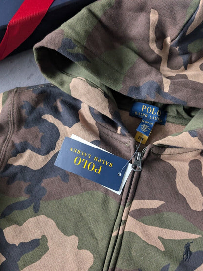 New Polo Ralph Lauren Camo Full Zip Hoodie In Kids Size 10-12y Army Gift Jacket