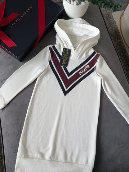 New Girls Polo Ralph Lauren White Hooded Dress Jumper Dress Age 4 Gift  £73