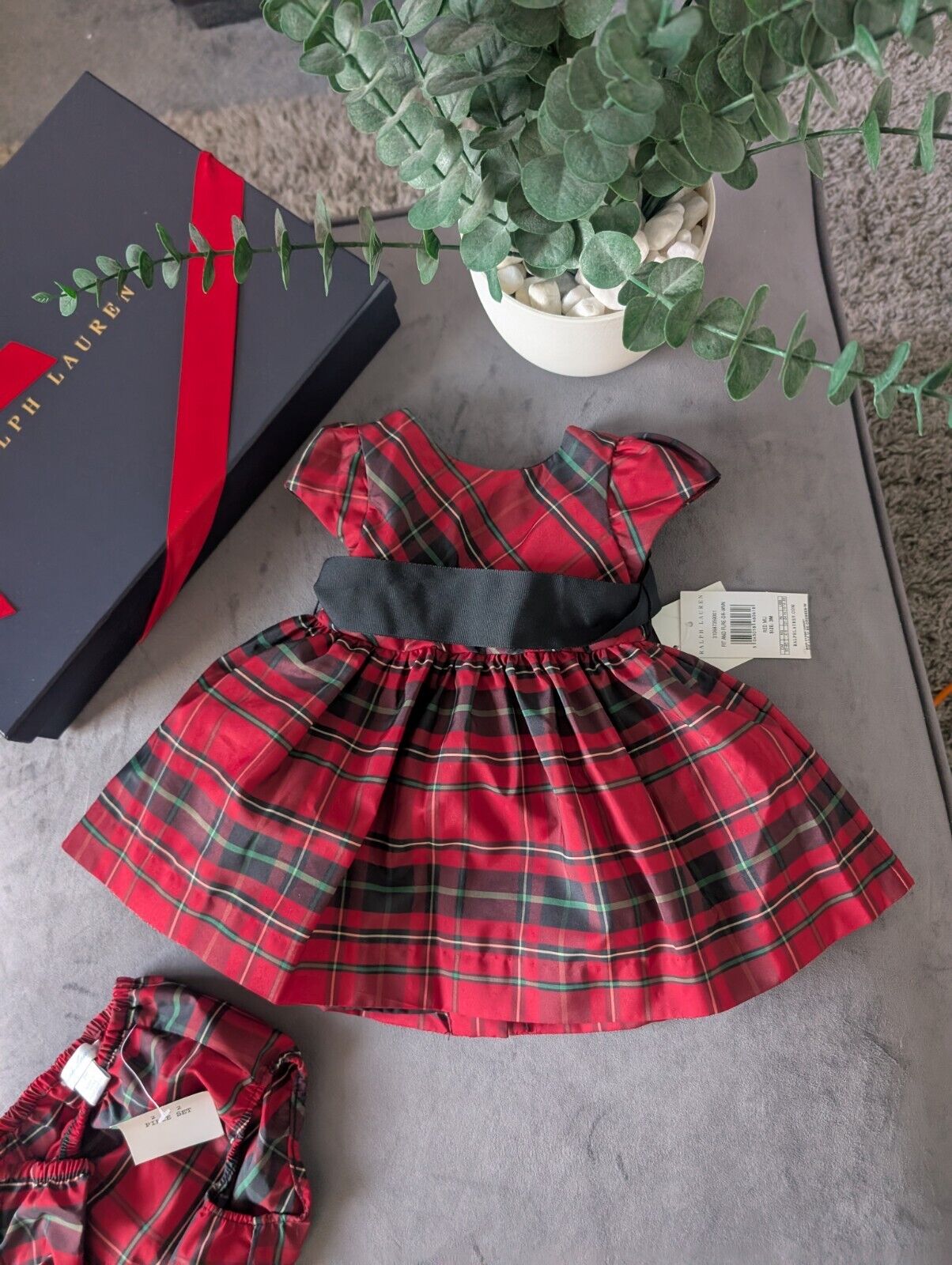 New Ralph Lauren tartan girls vincenza fit flare party dress 9-12m gift cute party