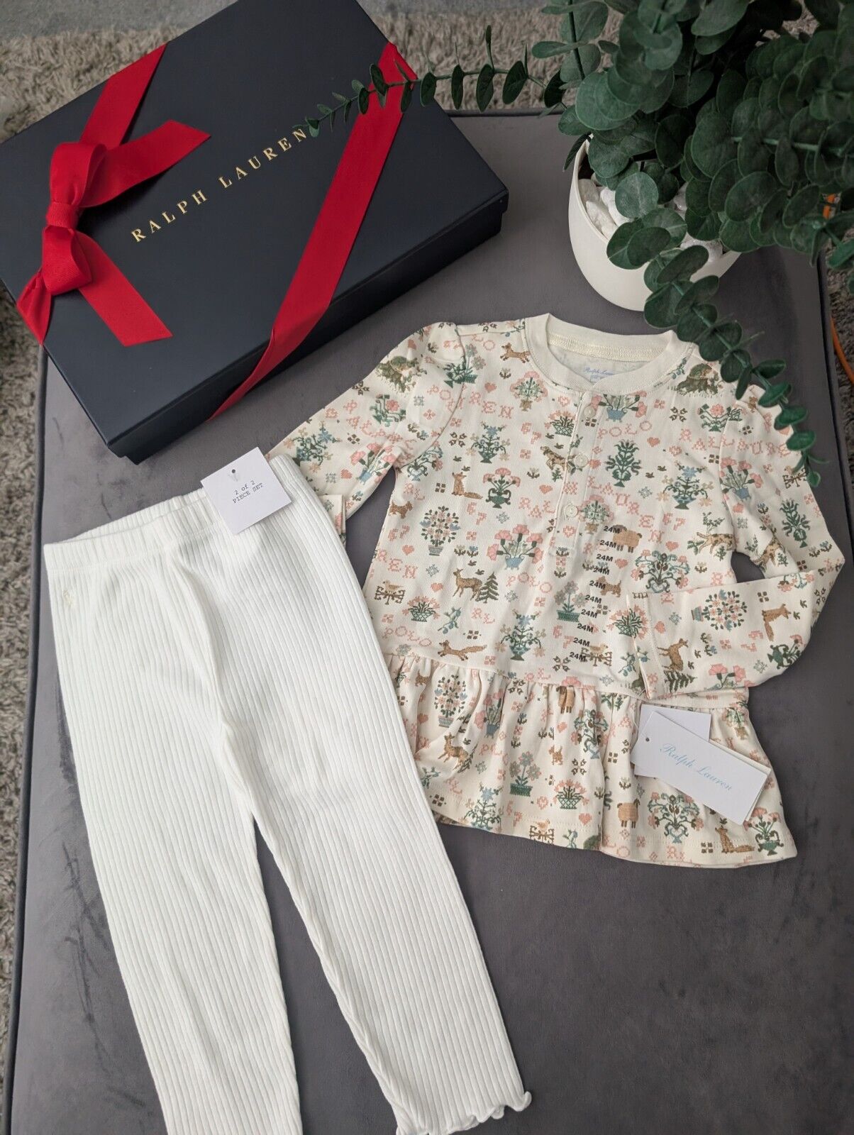 New Ralph Lauren Girls Farmhouse Top And Legging Set Floral Gift Cute 18-24m