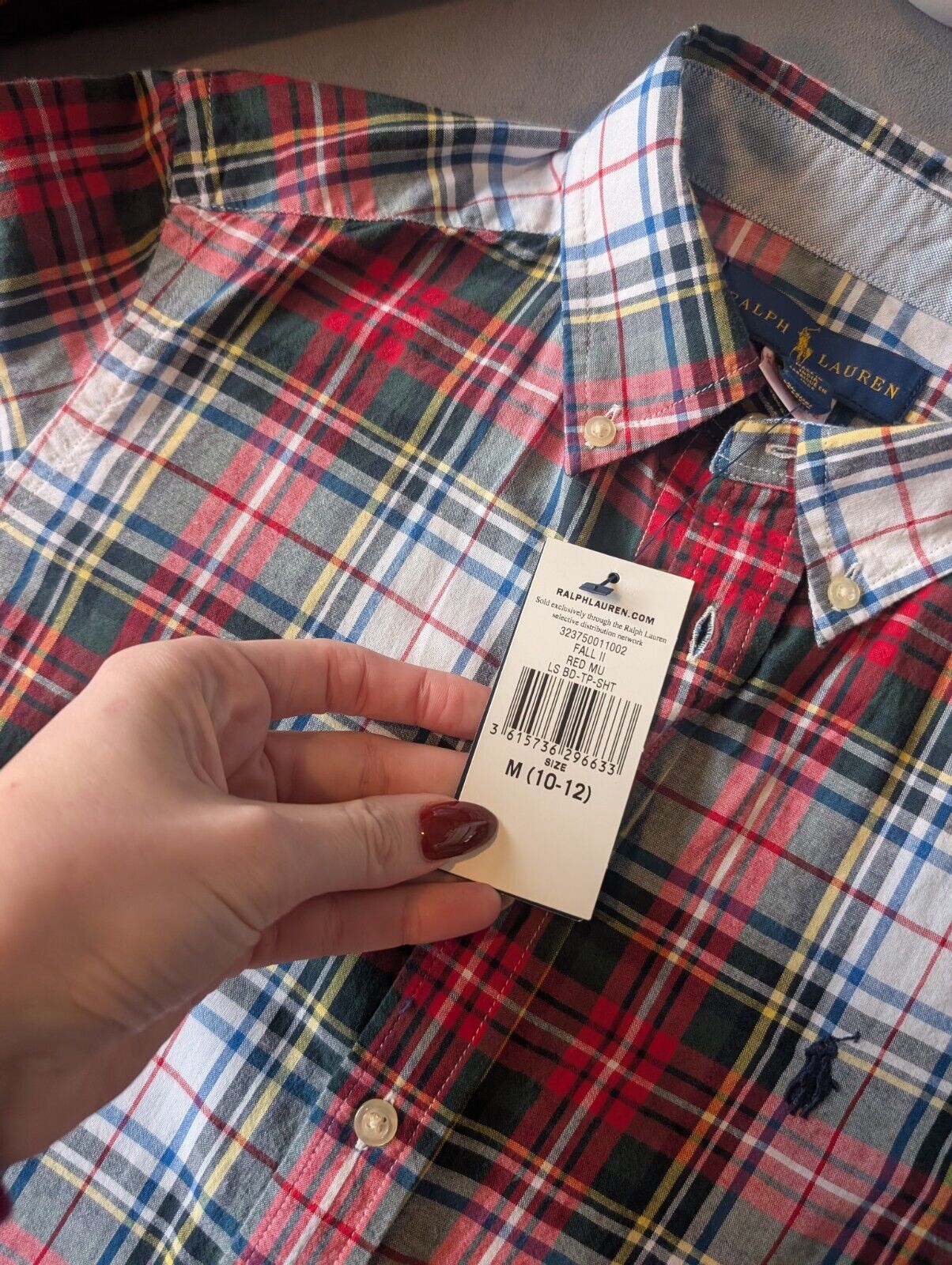 New Ralph Lauren Red Tartan Check Boys Shirt Smart Occasion Age 10-12 Yrs Gift