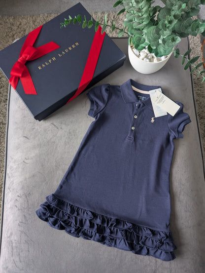 New Ralph Lauren Girls Navy Frill Polo Cupcake Cute Dress Gift 18-24m Gift