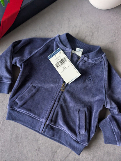 New Ralph Lauren Baby Girls Velvet Baby Blue Velour Full Zip Top 6-9m Gift Cute