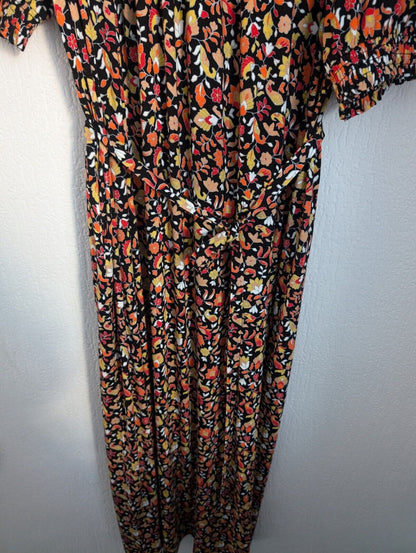 new boden Yoke Detail Jersey Midi Dress Black, Block Petal UK 10 petite was £129