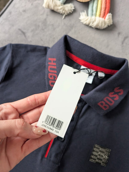 New Hugo boss boys long sleeve polo shirt top t shirt Navy gift Smart 8-10yrs