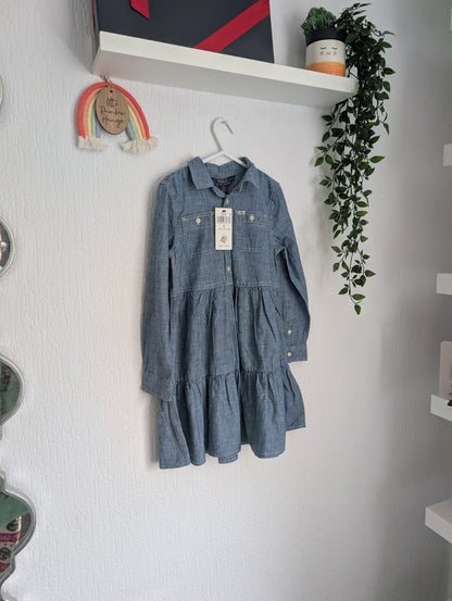 New Ralph Lauren girls denim style shirt dress occasion 5-6yr Tiered Smock Girls