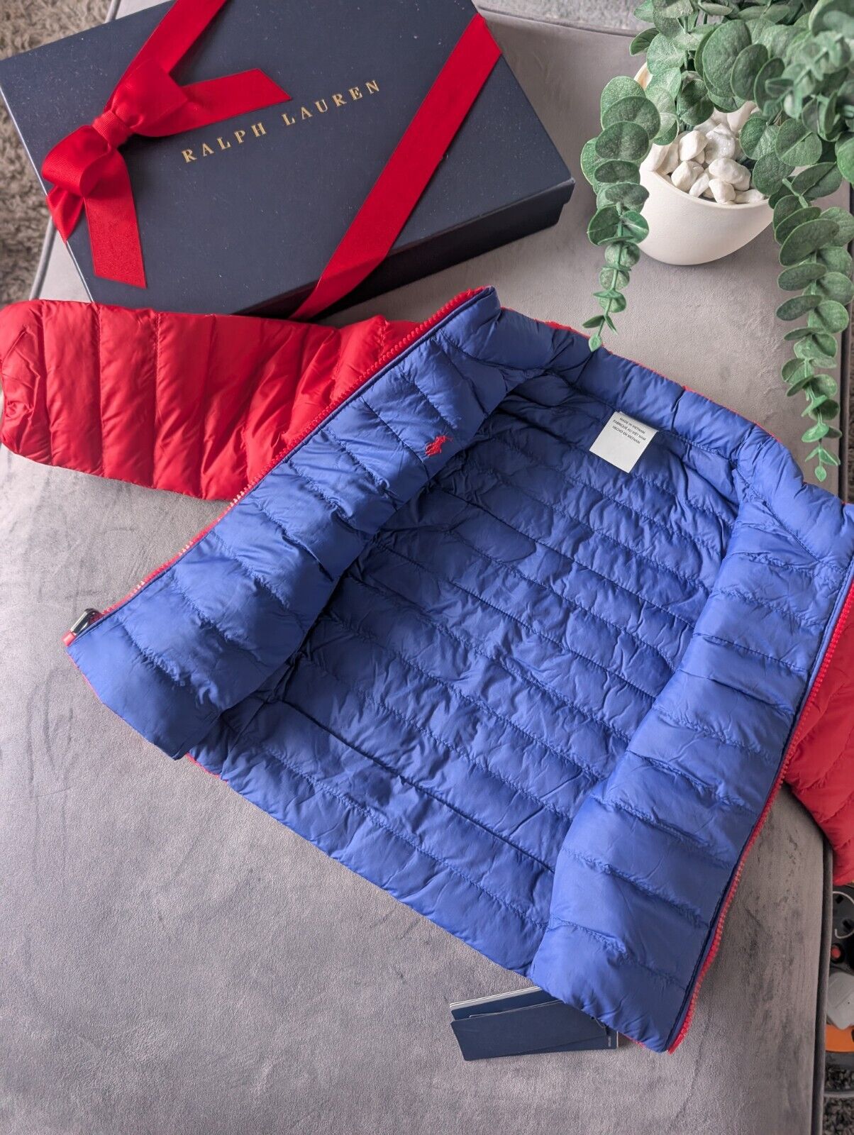 New Ralph Lauren Boys P-Layer 2 Reversible Jacket Coat Red Blue All Weather 3yrs